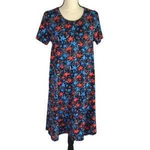 LuLaRoe Americana Navy Carly Star Print Dress Small